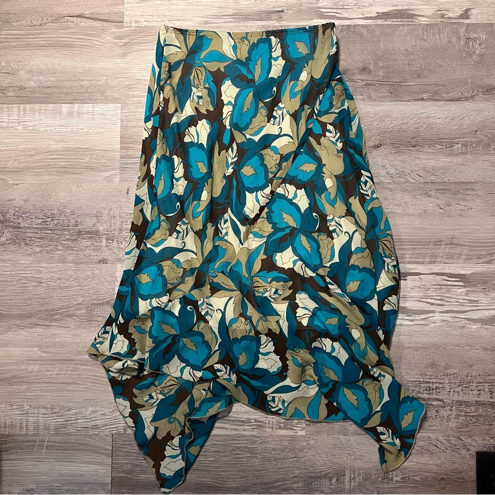 Y2K BLUE FLORAL SKIRT